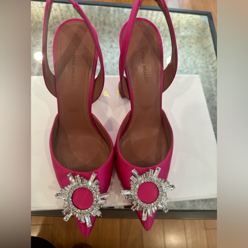 Shoe size 8.5 women’s pink heels Amina Muaddi